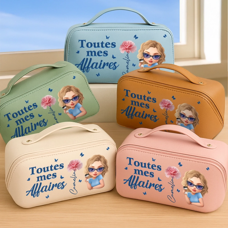 Trousse De Toilette De Voyage En Similicuir Personnalisée – Cadeau D’Anniversaire Pour Femmes, Meilleures Amies, Sœurs, BFF Ou Pour Vous-Même – Désolée Pas Désolée Pour Mon Chaos De Voyage