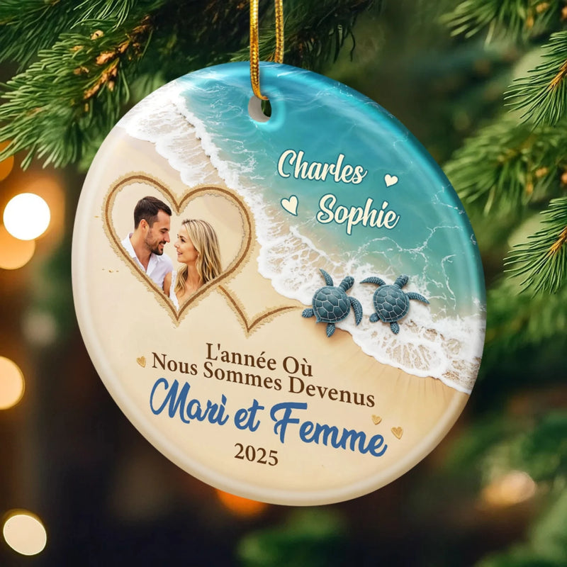 Ornement En Céramique Personnalisé – Cadeaux D’Anniversaire, De Noël Et De Mariage Pour Mari Et Femme, Pour Lui Et Pour Elle – L’Année Où Nous Sommes Devenus Mari Et Femme