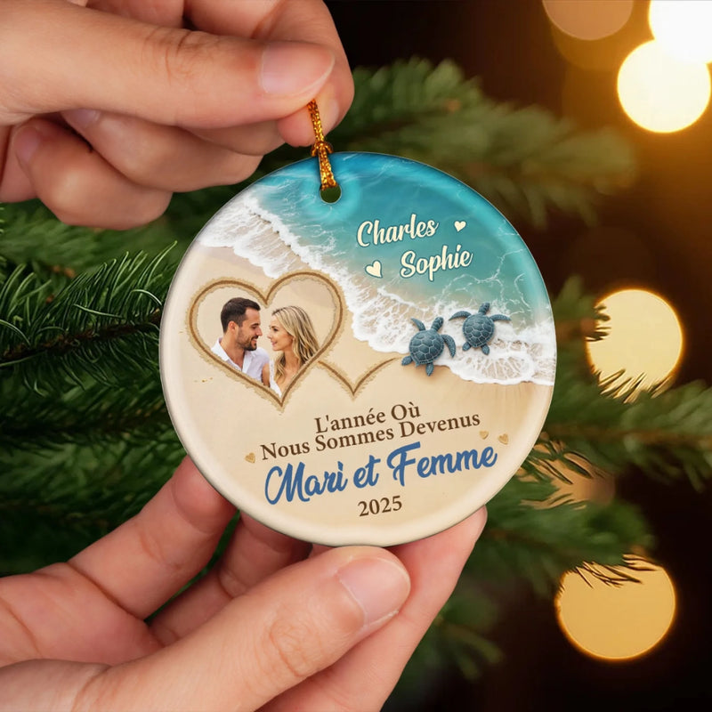 Ornement En Céramique Personnalisé – Cadeaux D’Anniversaire, De Noël Et De Mariage Pour Mari Et Femme, Pour Lui Et Pour Elle – L’Année Où Nous Sommes Devenus Mari Et Femme