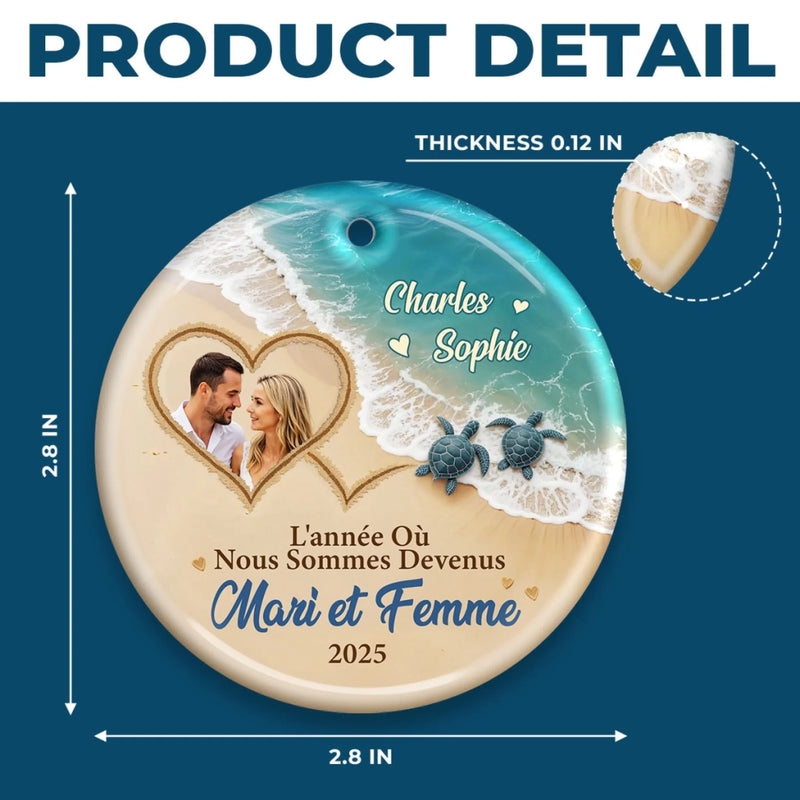 Ornement En Céramique Personnalisé – Cadeaux D’Anniversaire, De Noël Et De Mariage Pour Mari Et Femme, Pour Lui Et Pour Elle – L’Année Où Nous Sommes Devenus Mari Et Femme