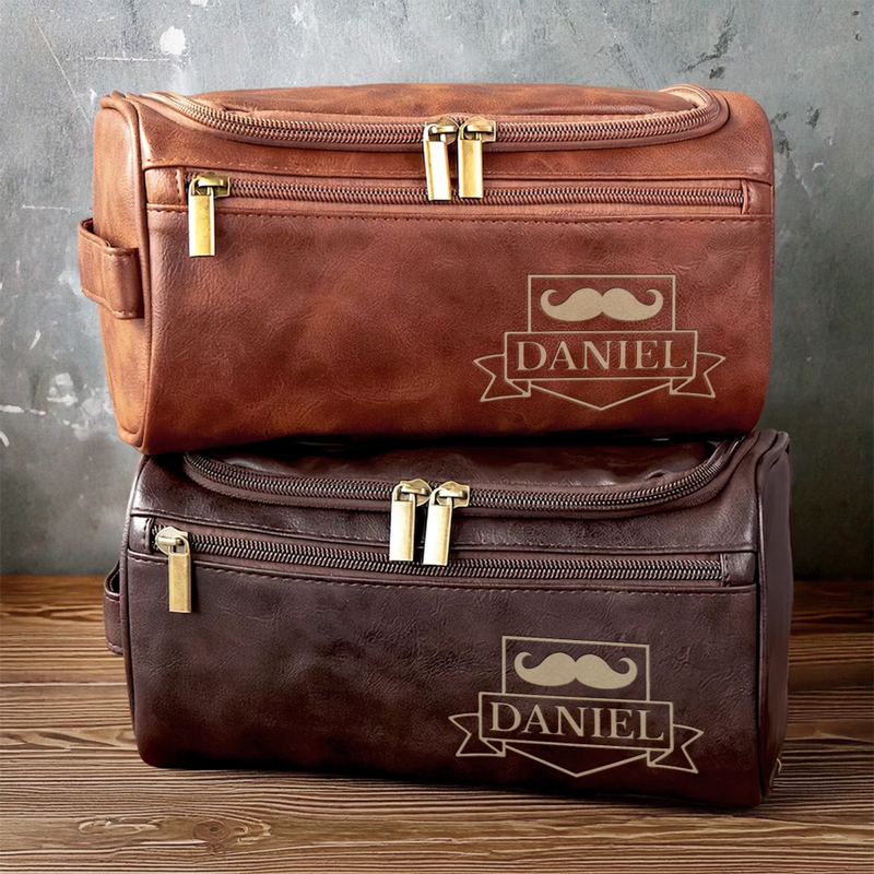 Trousse De Toilette En Cuir Gravée Personnalisée – Cadeau D’Anniversaire Idéal Pour Papa, Frère, Grand-Père Ou Mari – Pour Ceux Qui Avancent Sans Jamais S’Arrêter