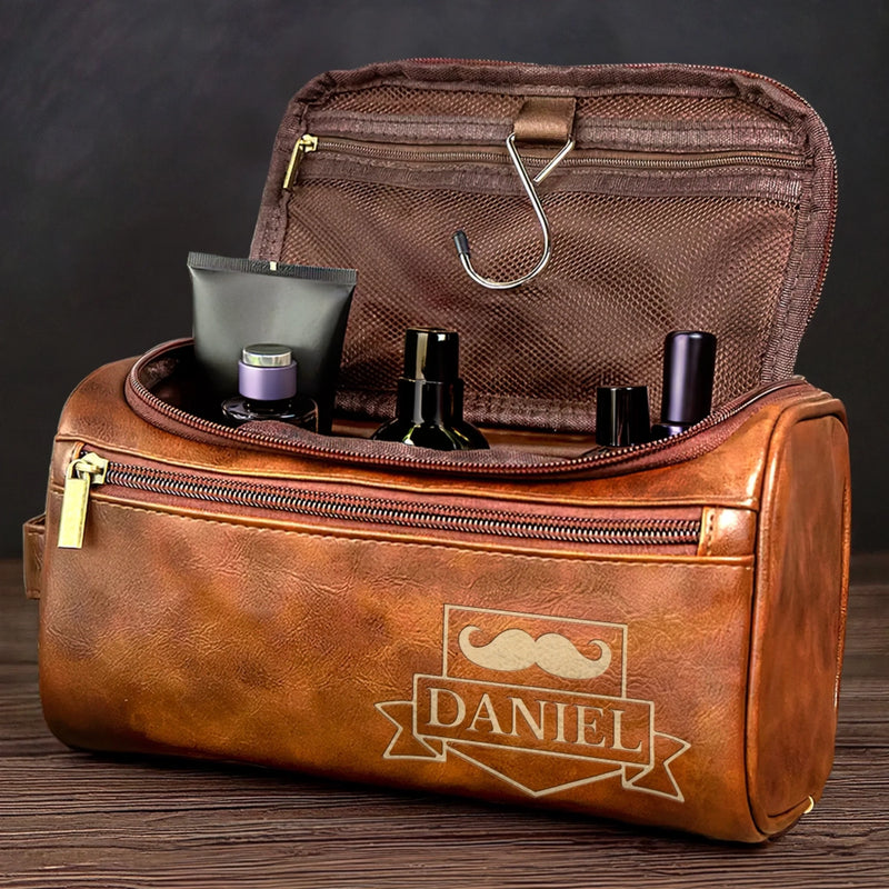 Trousse De Toilette En Cuir Gravée Personnalisée – Cadeau D’Anniversaire Idéal Pour Papa, Frère, Grand-Père Ou Mari – Pour Ceux Qui Avancent Sans Jamais S’Arrêter