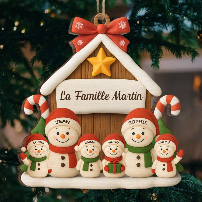 Ornement En Bois Bonhomme De Neige Personnalisé – Cadeaux De Noël Et D’Anniversaire Pour Maman, Papa, Frère, Sœur Et Enfants – Là Où L’Amour Fait Grandir Le Foyer