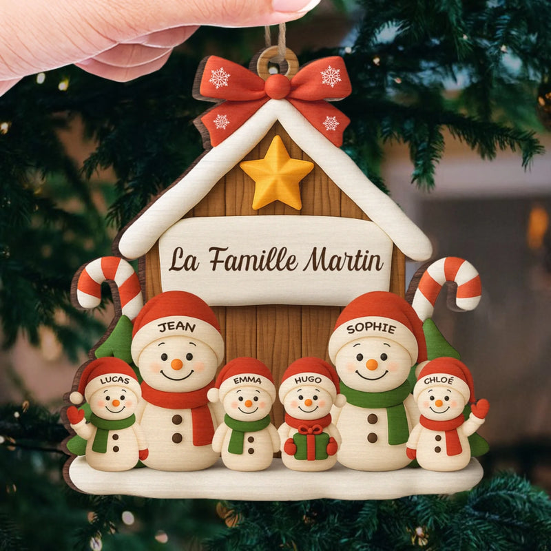 Ornement En Bois Bonhomme De Neige Personnalisé – Cadeaux De Noël Et D’Anniversaire Pour Maman, Papa, Frère, Sœur Et Enfants – Là Où L’Amour Fait Grandir Le Foyer