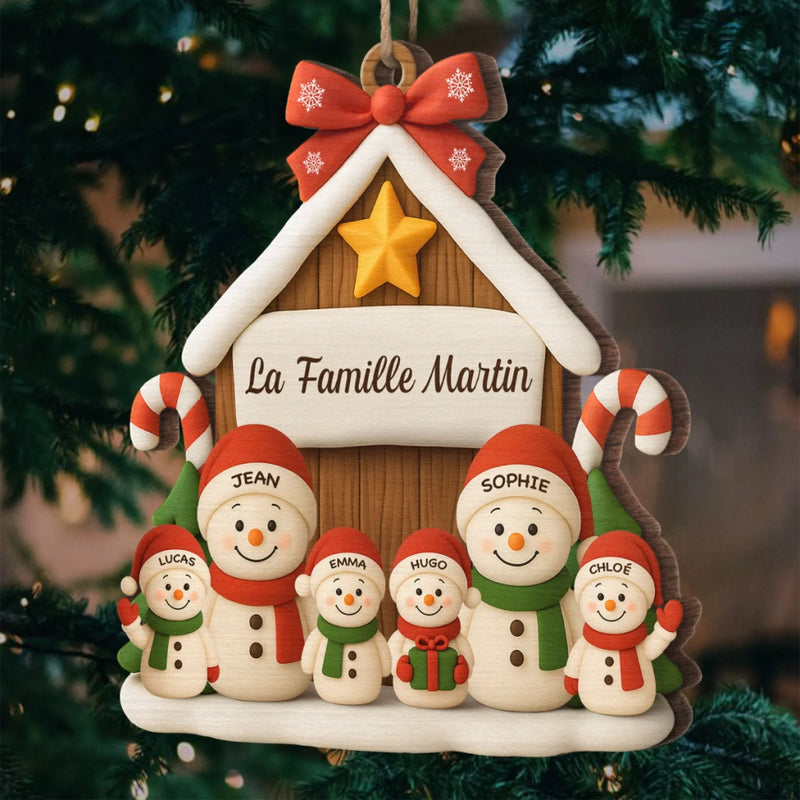 Ornement En Bois Bonhomme De Neige Personnalisé – Cadeaux De Noël Et D’Anniversaire Pour Maman, Papa, Frère, Sœur Et Enfants – Là Où L’Amour Fait Grandir Le Foyer