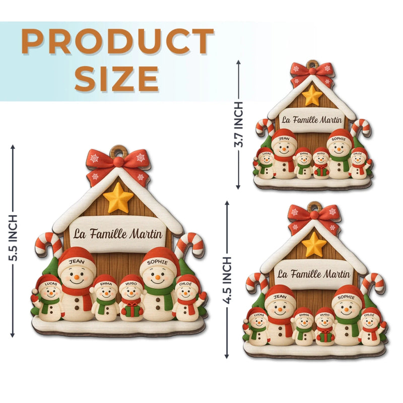 Ornement En Bois Bonhomme De Neige Personnalisé – Cadeaux De Noël Et D’Anniversaire Pour Maman, Papa, Frère, Sœur Et Enfants – Là Où L’Amour Fait Grandir Le Foyer