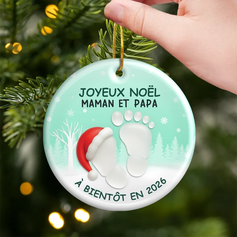 Ornement En Céramique Personnalisé – Cadeaux De Noël, De Baby Shower Et De Révélation De Genre Pour Nouvelles Mamans, Nouveaux Papas, Nouveaux Parents – Le Plus Beau Début D’Une Nouvelle Histoire