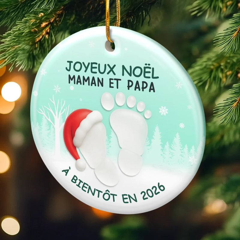 Ornement En Céramique Personnalisé – Cadeaux De Noël, De Baby Shower Et De Révélation De Genre Pour Nouvelles Mamans, Nouveaux Papas, Nouveaux Parents – Le Plus Beau Début D’Une Nouvelle Histoire