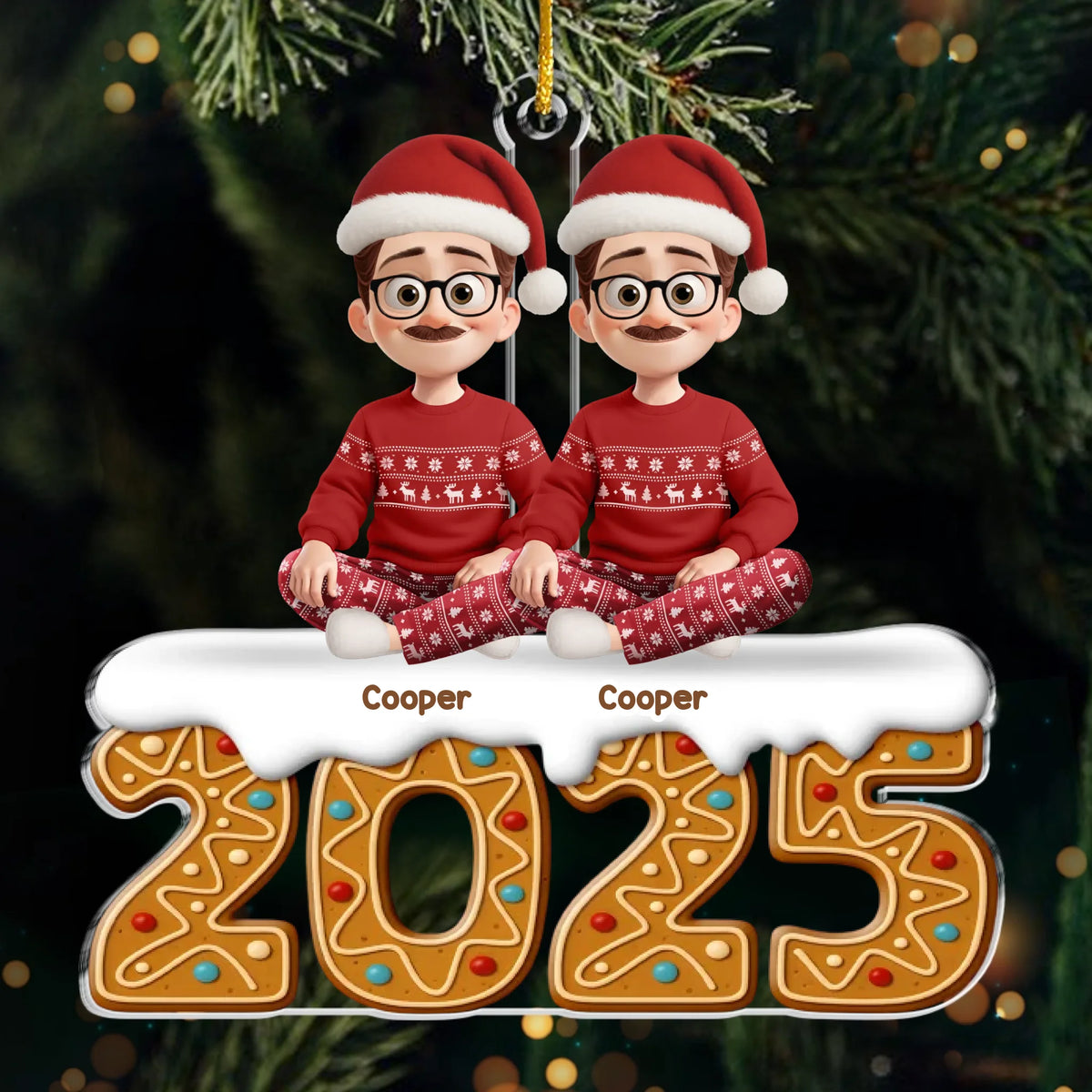 Ornement en acrylique personnalisé – Cadeaux de Noël ou d'anniversaire pour la famille, les amoureux des chiens et des chats – Rêves de pain d'épices, thèmes familiaux