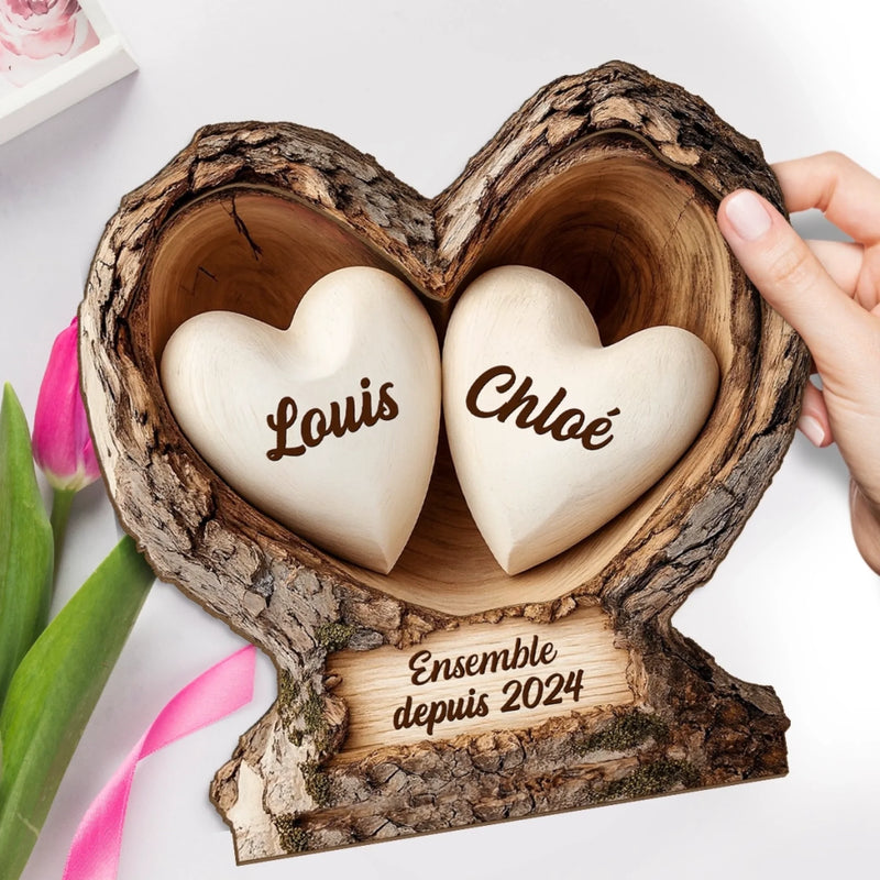 Plaque En Bois Personnalisée À Deux Couches – Cadeaux Personnalisés D’Anniversaire, De Noël Et De Mariage Pour Mari Et Femme, Lui Et Elle – Notre Amour Devient Plus Profond Et Plus Fort