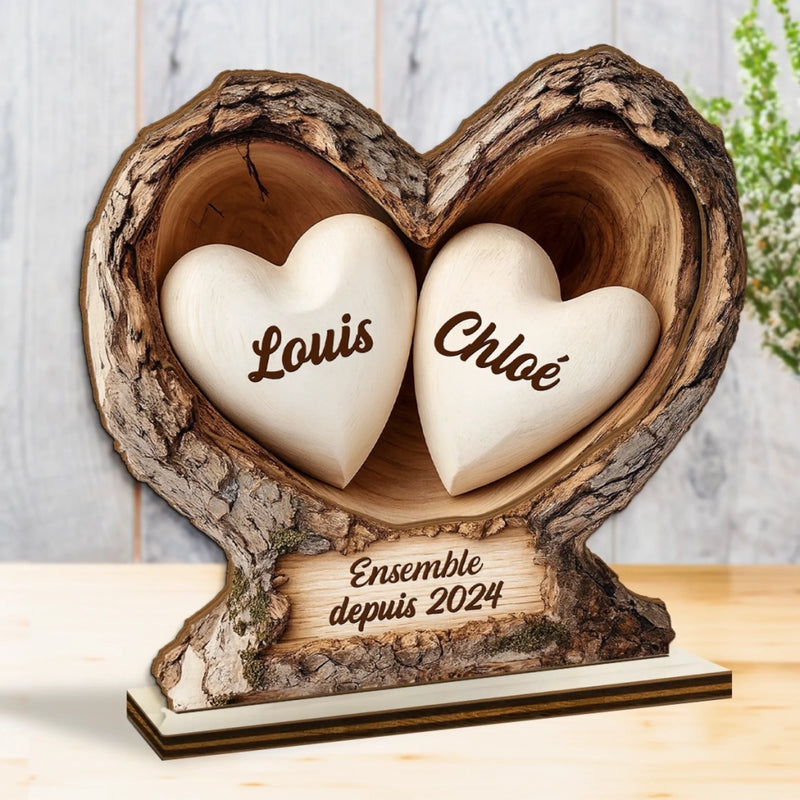 Plaque En Bois Personnalisée À Deux Couches – Cadeaux Personnalisés D’Anniversaire, De Noël Et De Mariage Pour Mari Et Femme, Lui Et Elle – Notre Amour Devient Plus Profond Et Plus Fort
