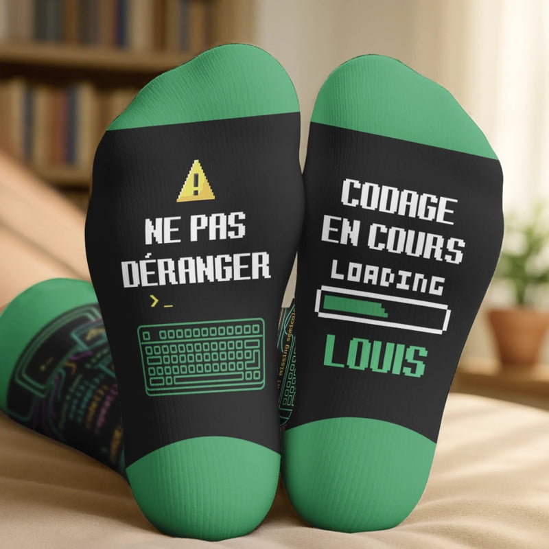 Chaussettes Personnalisées – Cadeaux De Noël Et D'Anniversaire Personnalisés Pour Vos Meilleures Amies, Sœurs, Famille Et Vous-Même – Génie En Programmation, Chargement En Cours