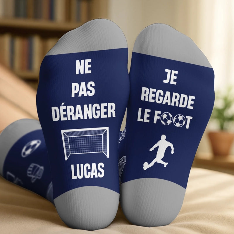 Chaussettes De Football Personnalisées – Cadeaux De Noël Et D’Anniversaire Pour Amoureux Du Football, Fans De Sport Et Passionnés – Je Regarde Le Foot