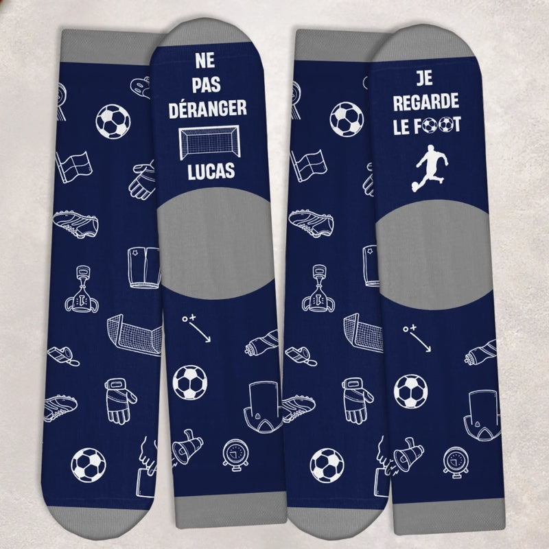Chaussettes De Football Personnalisées – Cadeaux De Noël Et D’Anniversaire Pour Amoureux Du Football, Fans De Sport Et Passionnés – Je Regarde Le Foot
