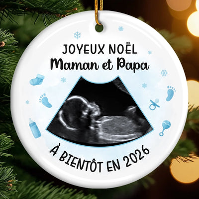 Ornement En Céramique Personnalisé – Cadeaux De Noël, De Baby Shower Et De Révélation De Genre Pour Nouvelles Mamans, Nouveaux Papas, Nouveaux Parents – Chaque Miracle Commence Par Un