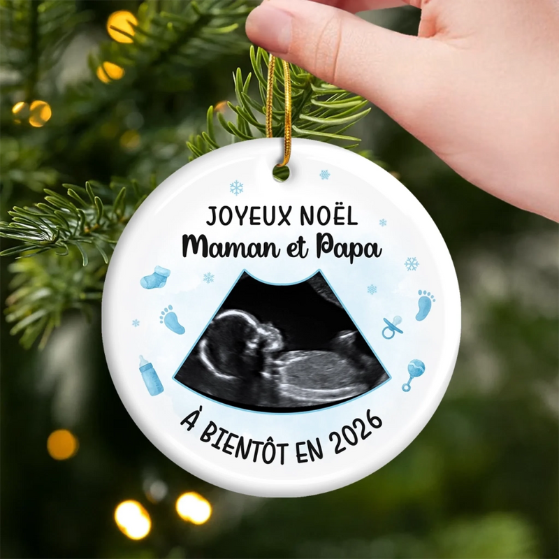 Ornement En Céramique Personnalisé – Cadeaux De Noël, De Baby Shower Et De Révélation De Genre Pour Nouvelles Mamans, Nouveaux Papas, Nouveaux Parents – Chaque Miracle Commence Par Un