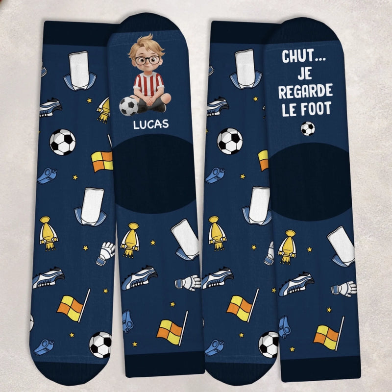 Chaussettes De Football Personnalisées – Cadeaux De Noël Et D’Anniversaire Pour Amoureux Du Football, Fans De Sport Et Passionnés – Le Football Est Dans Mon ADN
