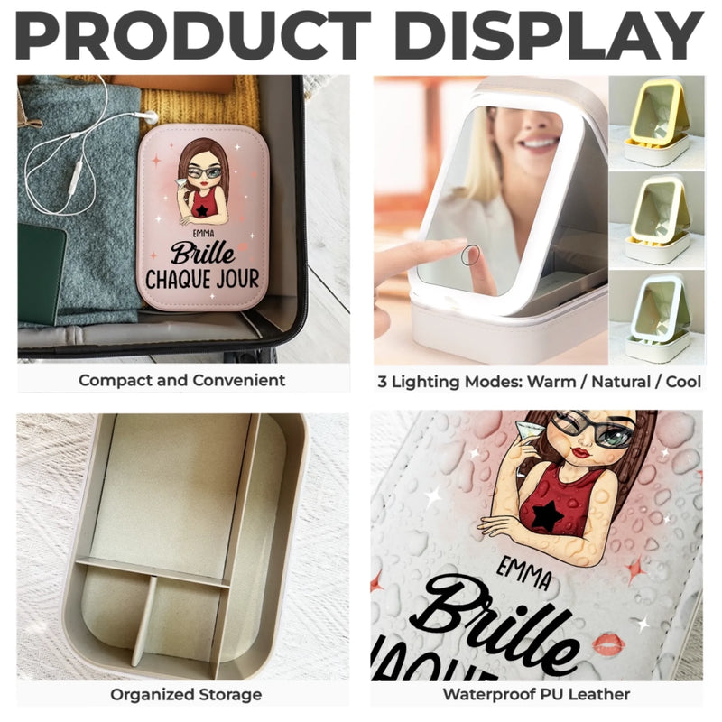 Boîte À Bijoux Lumineuse Personnalisée – Cadeaux D’Anniversaire Personnalisés Pour Besties, Sœurs, BFF, Famille Et Vous-Même – Évoluer Vers Une Version Plus Rayonnante De Moi-Même