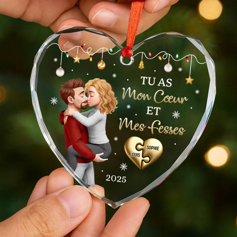 Ornement En Verre En Forme De Cœur Personnalisé – Cadeaux D’Anniversaire, De Noël Et De Mariage Pour Mari Et Femme, Pour Lui Et Pour Elle – Un Noël Qui Marque Le Début De Notre Pour Toujours