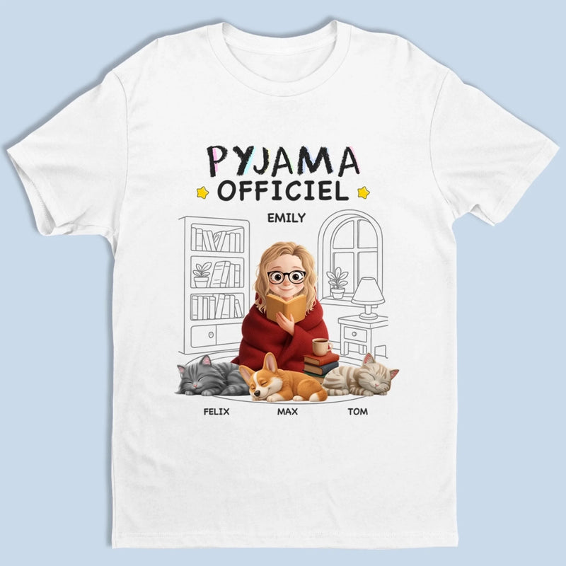 T-shirt Unisexe, T-shirt Premium, Hoodie Personnalisé – Cadeaux De Noël Et D’Anniversaire Personnalisés Pour Amoureux Des Chiens Et Des Chats, Parents De Chiens, Parents De Chats – Mes Pyjamas Officiels