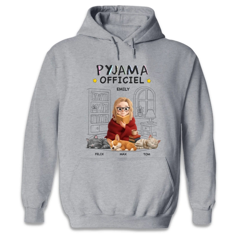T-shirt Unisexe, T-shirt Premium, Hoodie Personnalisé – Cadeaux De Noël Et D’Anniversaire Personnalisés Pour Amoureux Des Chiens Et Des Chats, Parents De Chiens, Parents De Chats – Mes Pyjamas Officiels