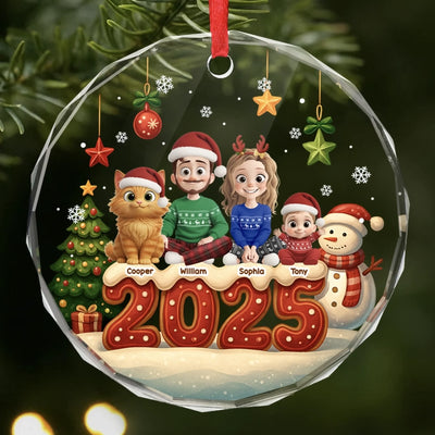 Ornement En Verre Personnalisé – Cadeaux De Noël Et D’Anniversaire Pour Famille, Amoureux Des Chiens Et Des Chats – Nos Cœurs Réunis Pour Noël