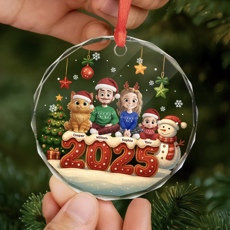 Ornement En Verre Personnalisé – Cadeaux De Noël Et D’Anniversaire Pour Famille, Amoureux Des Chiens Et Des Chats – Nos Cœurs Réunis Pour Noël