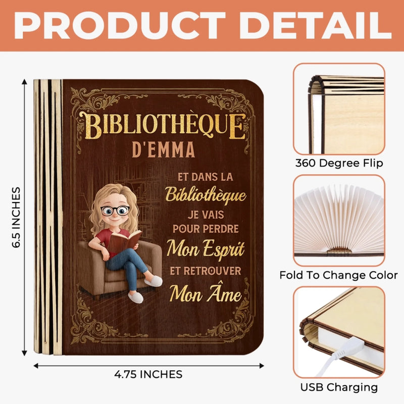 Lampe Livre Magique Pliable Personnalisée - Cadeaux Pour Amoureux Des Livres, Rats De Bibliothèque, Lecteurs - Un Sanctuaire Pour Les Amoureux Des Histoires