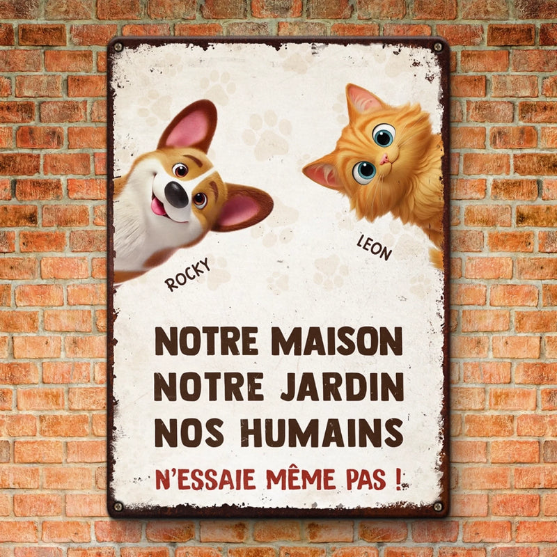 Panneau Métallique Personnalisé Pour La Décoration De La Maison – Cadeaux De Noël Et D’Anniversaire Personnalisés Pour Famille, Amoureux Des Chiens Et Des Chats – Ma Maison, Mon Jardin