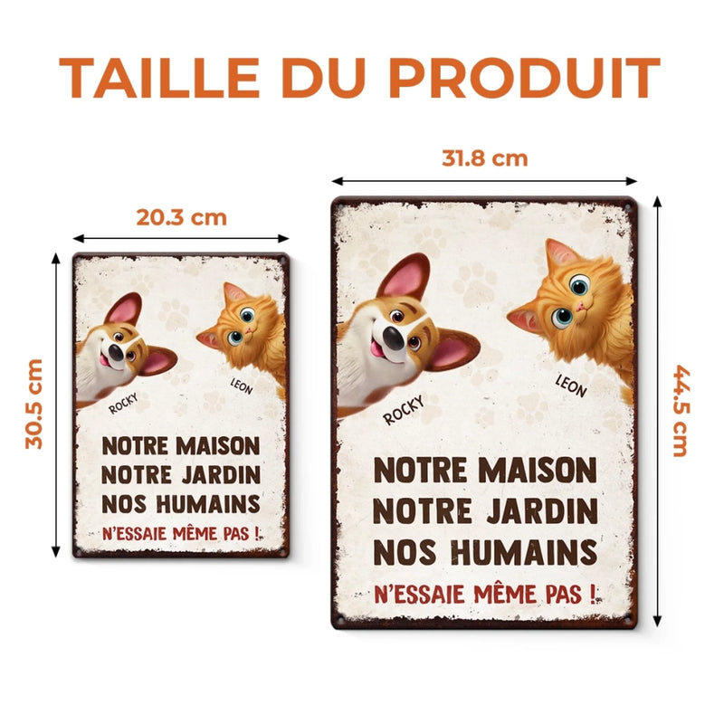 Panneau Métallique Personnalisé Pour La Décoration De La Maison – Cadeaux De Noël Et D’Anniversaire Personnalisés Pour Famille, Amoureux Des Chiens Et Des Chats – Ma Maison, Mon Jardin