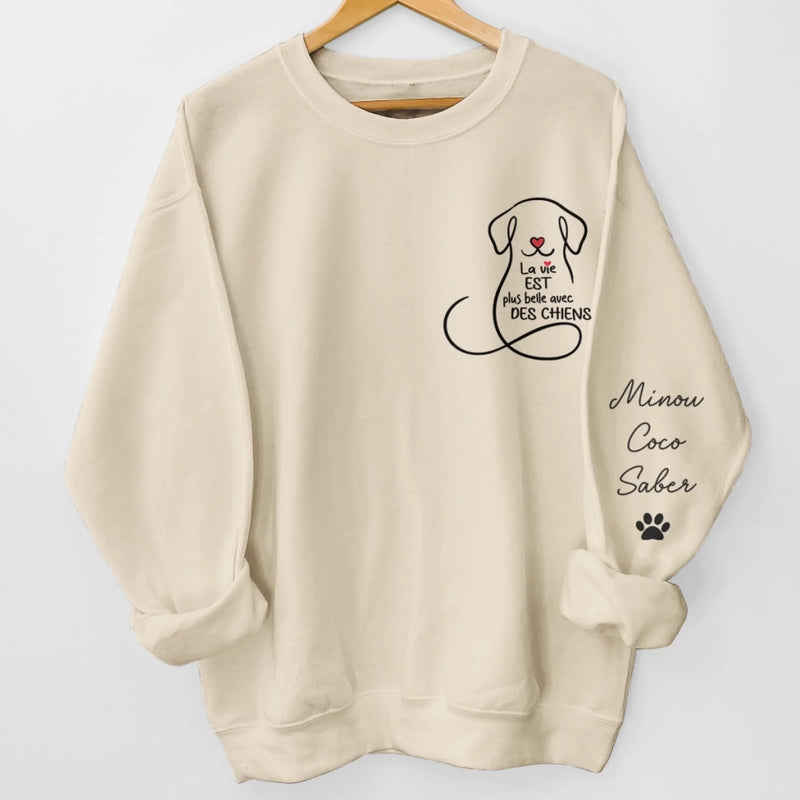 Sweat Unisexe Et Sweat À Capuche Personnalisés Avec Motif Sur La Manche – Cadeaux De Noël Et D’Anniversaire Personnalisés Pour Amoureux Des Chiens, Parents De Chiens – Mon Équipe De Soutien Émotionnel