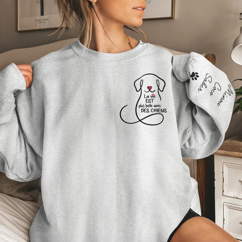 Sweat Unisexe Et Sweat À Capuche Personnalisés Avec Motif Sur La Manche – Cadeaux De Noël Et D’Anniversaire Personnalisés Pour Amoureux Des Chiens, Parents De Chiens – Mon Équipe De Soutien Émotionnel