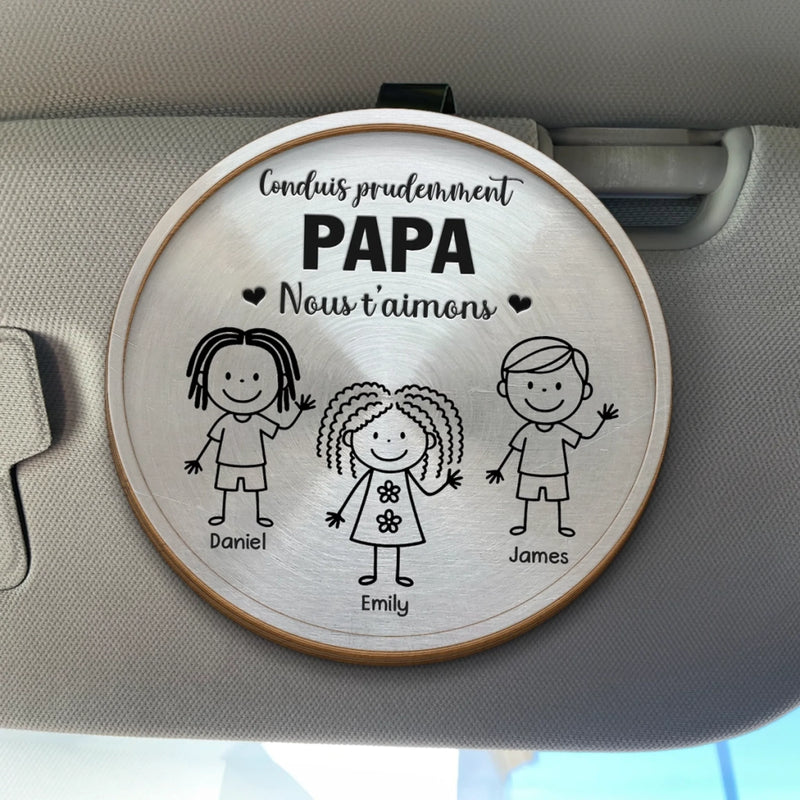 Clip Pare-Soleil De Voiture Personnalisé – Cadeaux D’Anniversaire Personnalisés Pour Papa Et Grand-Père – Reviens Toujours À La Maison En Sécurité