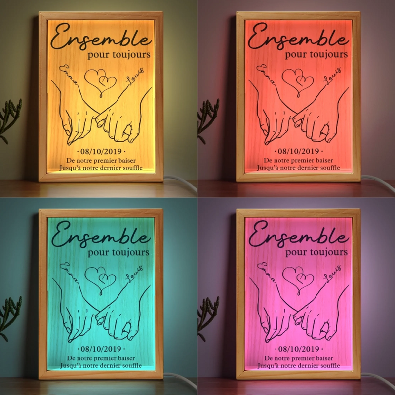 Boîte Lumineuse Avec Cadre Photo Personnalisée – Cadeau Personnalisé Pour Mari Et Femme À L’Occasion De Leur Anniversaire De Mariage – J’Appartiens À Toi, Et Tu M’Appartiens