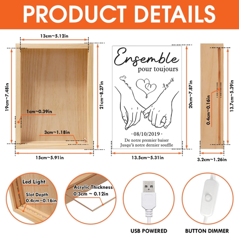 Boîte Lumineuse Avec Cadre Photo Personnalisée – Cadeau Personnalisé Pour Mari Et Femme À L’Occasion De Leur Anniversaire De Mariage – J’Appartiens À Toi, Et Tu M’Appartiens