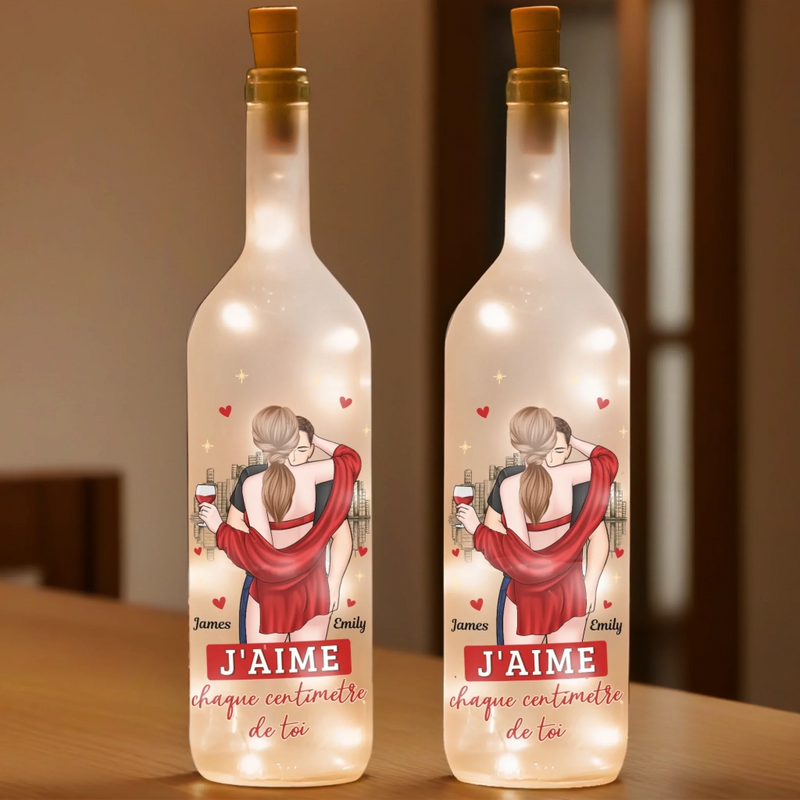 Lampe-Bouteille Personnalisée – Cadeaux D’Anniversaire De Mariage Pour Mari Et Femme, Lui Et Elle – J'aime Chaque Centimetre De Toi