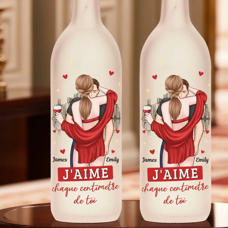Lampe-Bouteille Personnalisée – Cadeaux D’Anniversaire De Mariage Pour Mari Et Femme, Lui Et Elle – J'aime Chaque Centimetre De Toi