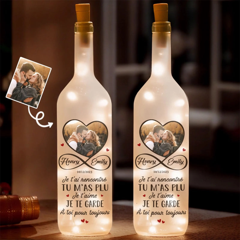 Lampe-Bouteille Personnalisée Avec Photo – Cadeaux D’Anniversaire De Mariage Pour Mari Et Femme, Lui Et Elle – De Notre Premier Baiser Jusqu'à Notre Dernier Souffle
