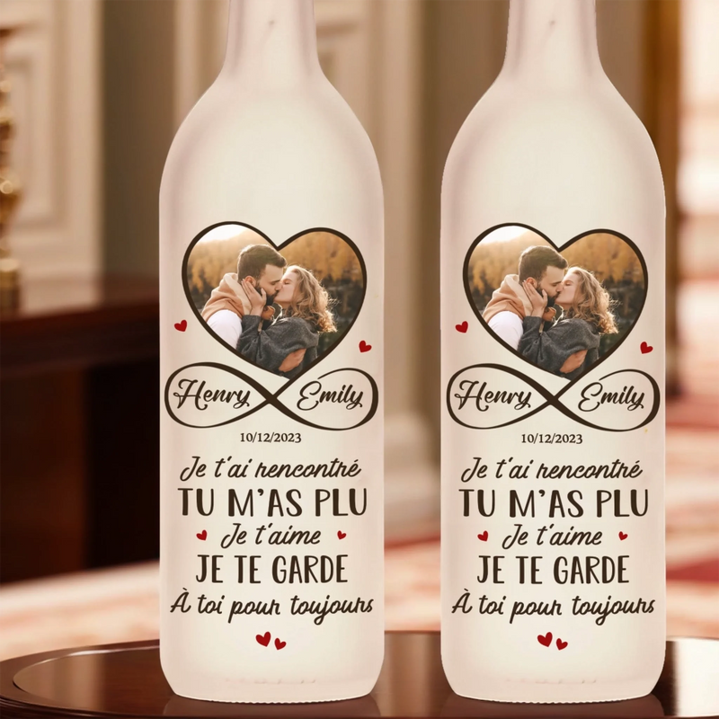 Lampe-Bouteille Personnalisée Avec Photo – Cadeaux D’Anniversaire De Mariage Pour Mari Et Femme, Lui Et Elle – De Notre Premier Baiser Jusqu'à Notre Dernier Souffle