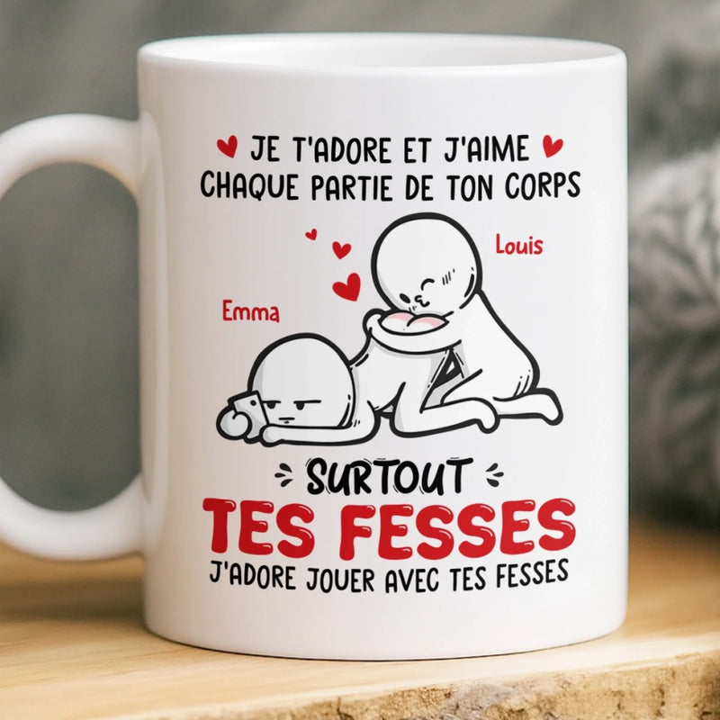 Tasse Personnalisée – Cadeaux D’Anniversaire De Mariage Pour Mari Et Femme, Pour Lui Et Pour Elle – Je T'adore Et J'aime Chaque Partie De Ton Corps