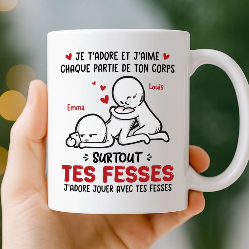 Tasse Personnalisée – Cadeaux D’Anniversaire De Mariage Pour Mari Et Femme, Pour Lui Et Pour Elle – Je T'adore Et J'aime Chaque Partie De Ton Corps