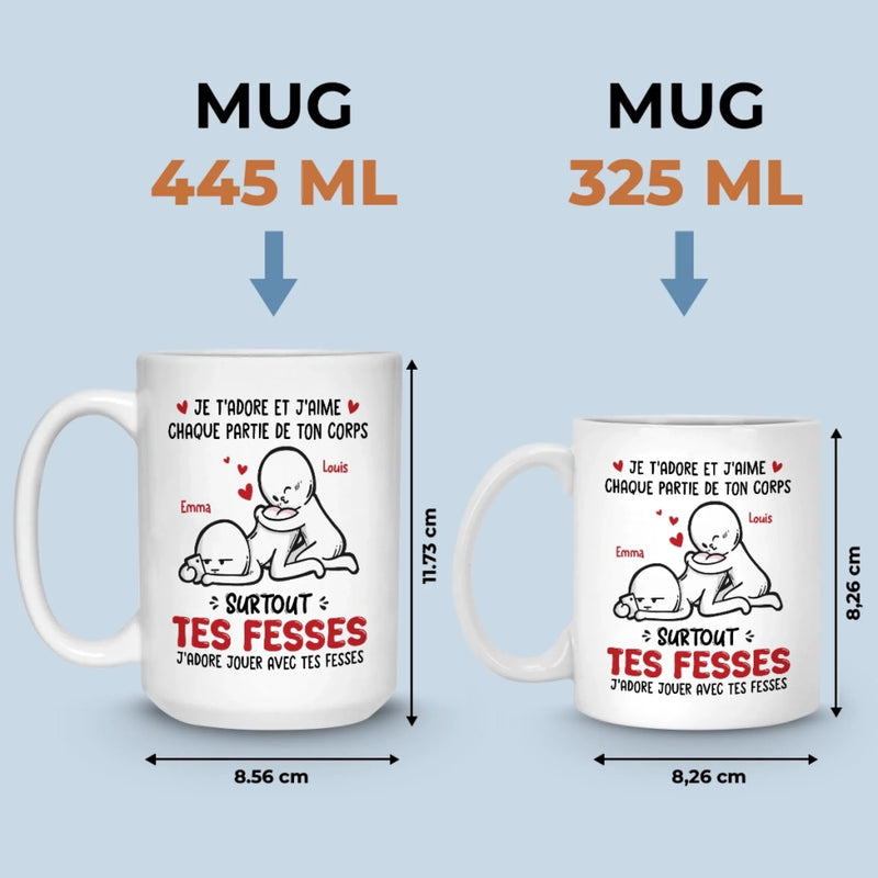 Tasse Personnalisée – Cadeaux D’Anniversaire De Mariage Pour Mari Et Femme, Pour Lui Et Pour Elle – Je T'adore Et J'aime Chaque Partie De Ton Corps