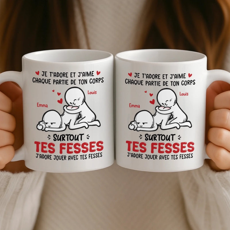 Tasse Personnalisée – Cadeaux D’Anniversaire De Mariage Pour Mari Et Femme, Pour Lui Et Pour Elle – Je T'adore Et J'aime Chaque Partie De Ton Corps