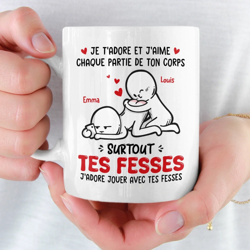 Tasse Personnalisée – Cadeaux D’Anniversaire De Mariage Pour Mari Et Femme, Pour Lui Et Pour Elle – Je T'adore Et J'aime Chaque Partie De Ton Corps