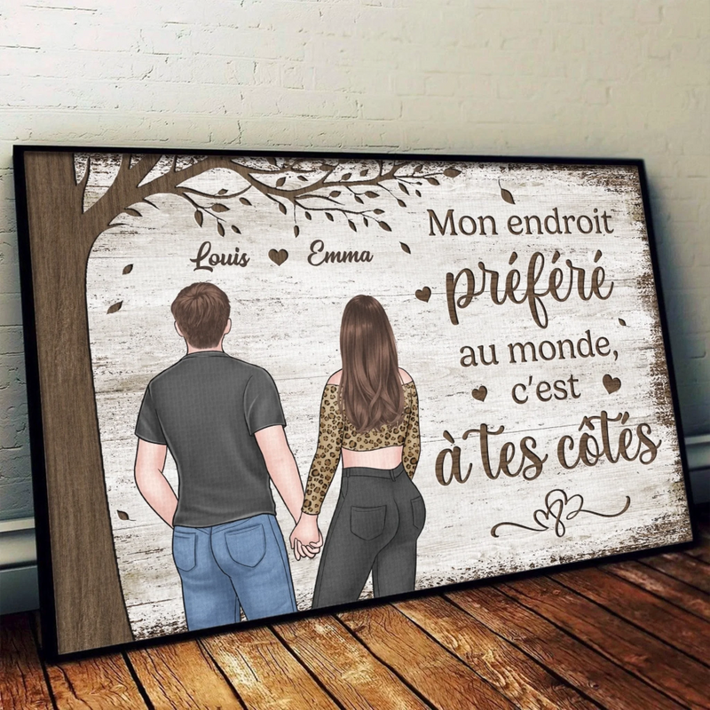 Affiche Horizontale Personnalisée – Cadeaux D’Anniversaire De Mariage Pour Mari Et Femme, Pour Lui Et Pour Elle – Nos Chemins Se Rejoignent Là Où Le Bonheur Commence