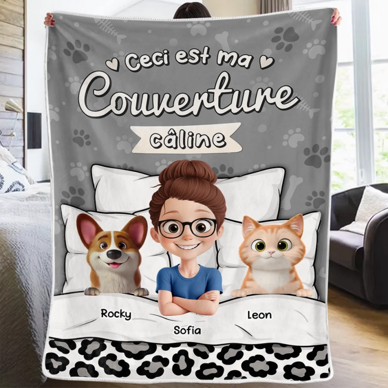 Couverture Personnalisée – Cadeaux De Noël Et D’Anniversaire Personnalisés Pour Famille, Amoureux Des Chiens Et Des Chats – Là Où Les Poils Et L’Amour Se Mélangent