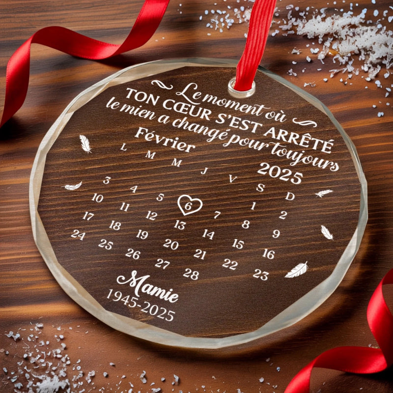 Ornement En Verre Rond Personnalisé - Cadeaux De Noël Et De Souvenir Pour La Perte D’Une Maman Ou D’Un Papa - Tu Reste Dans Nos Cœurs