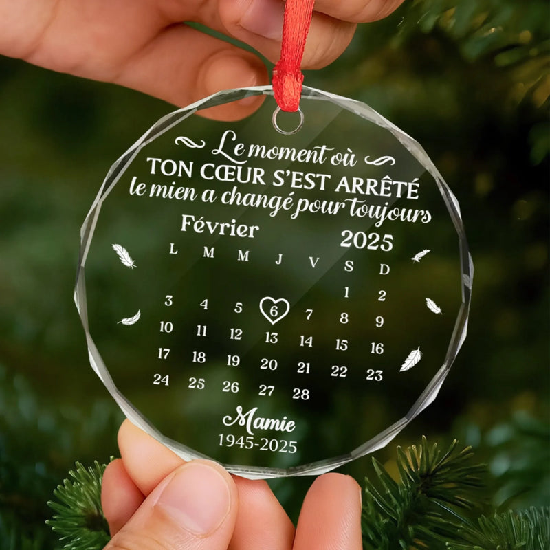 Ornement En Verre Rond Personnalisé - Cadeaux De Noël Et De Souvenir Pour La Perte D’Une Maman Ou D’Un Papa - Tu Reste Dans Nos Cœurs