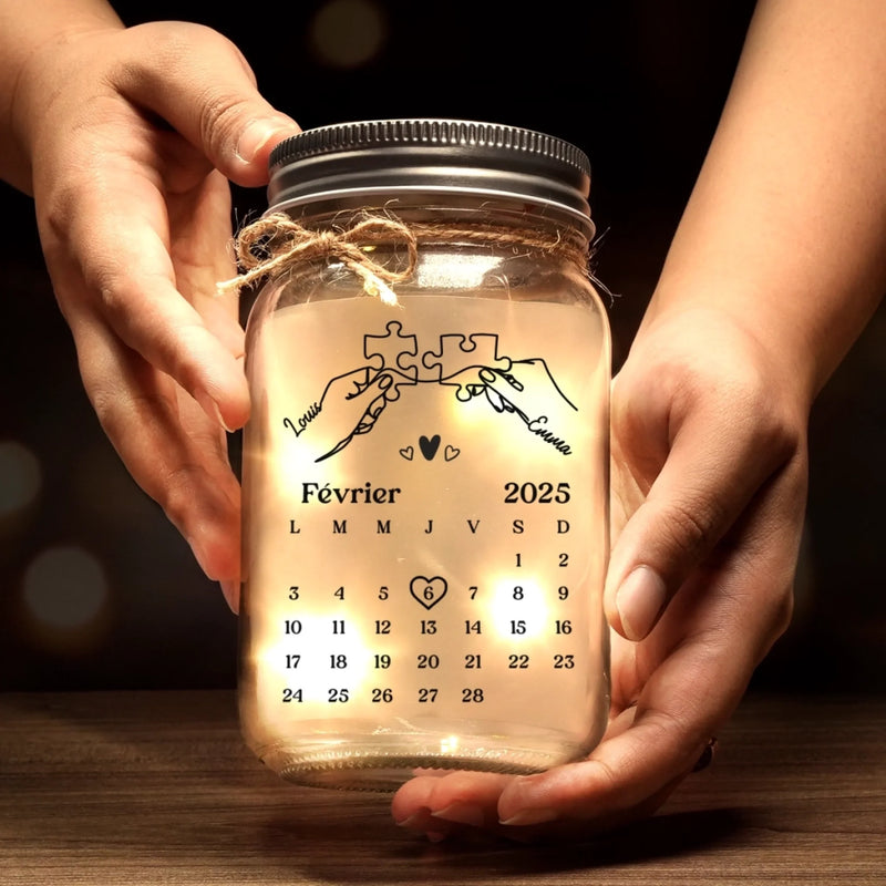 Lampe Bocal Mason Personnalisée – Cadeaux D’Anniversaire Et De Mariage Pour Mari Et Femme, Pour Lui Et Pour Elle – Là Où Notre Amour Brille Même Dans La Nuit