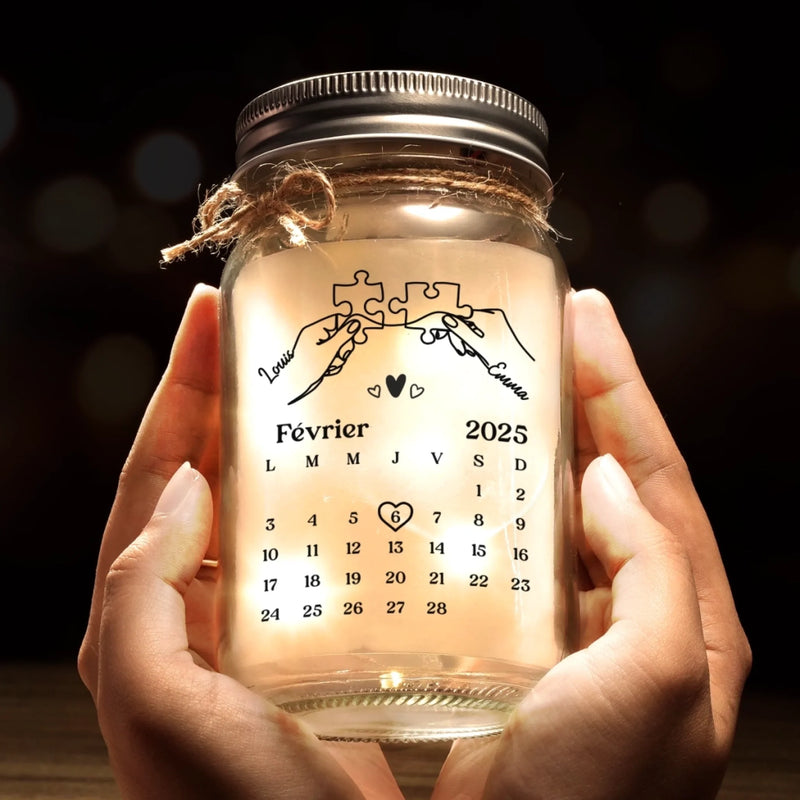 Lampe Bocal Mason Personnalisée – Cadeaux D’Anniversaire Et De Mariage Pour Mari Et Femme, Pour Lui Et Pour Elle – Là Où Notre Amour Brille Même Dans La Nuit